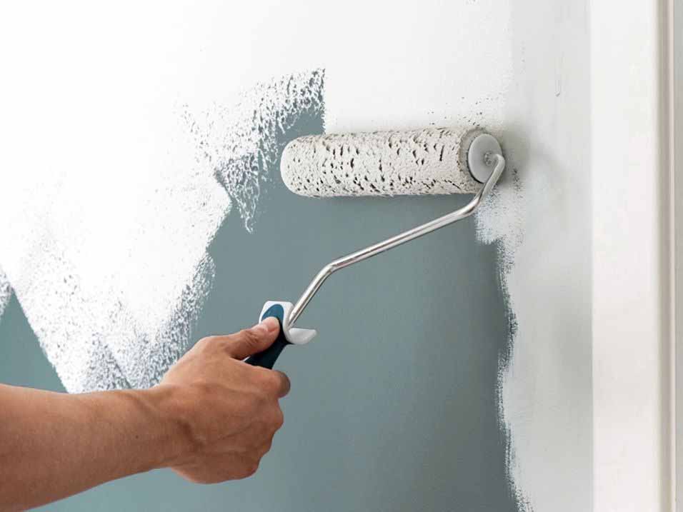 Interior wall being painted after GIB stopping, sanding and sealing preparation